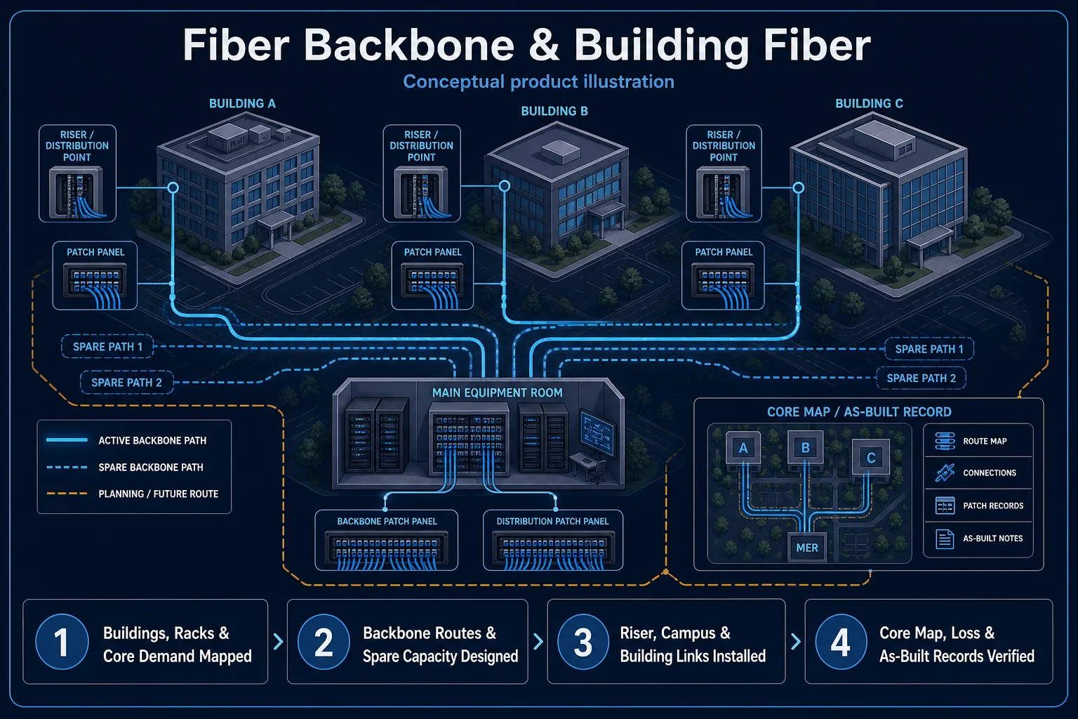 Conceptual Fiber Splicing & Termination in Kuching system context. Fiber Splicing & Termination in Kuching combines the installed-system path with the stated service mode; diagnosis and corrective scope remain subject to inspection and approval.