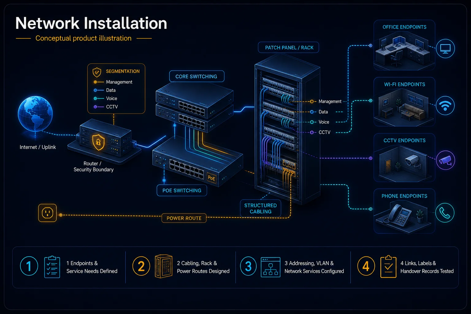 Conceptual Network, WiFi & Communications System Packages system-package illustration.