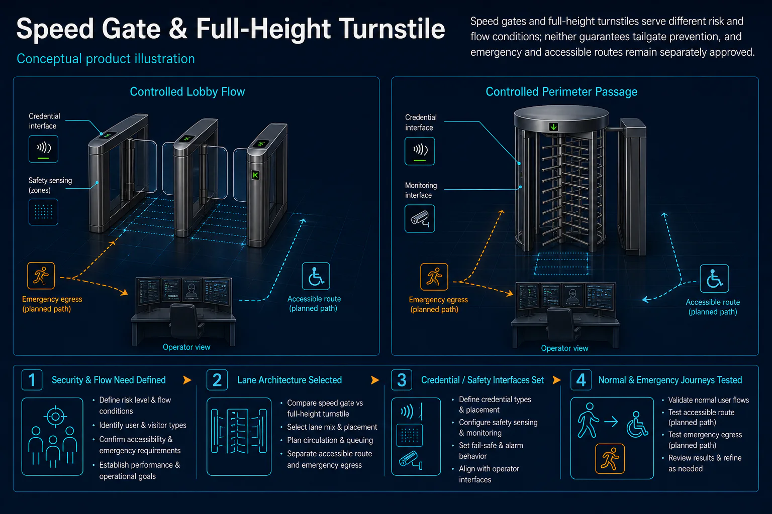 Conceptual Tripod / Flap / Swing / Speed Gate Service in Kuching system context. Tripod / Flap / Swing / Speed Gate Service in Kuching combines the installed-system path with the stated service mode; diagnosis and corrective scope remain subject to inspection and approval.
